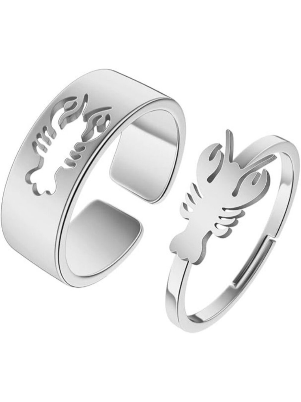Lobster-s 2Pcs Matching Cute Animals Promise Engagement Ring